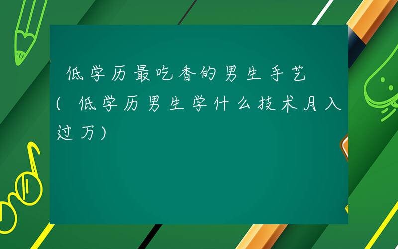 低学历最吃香的男生手艺 (低学历男生学什么技术月入过万)